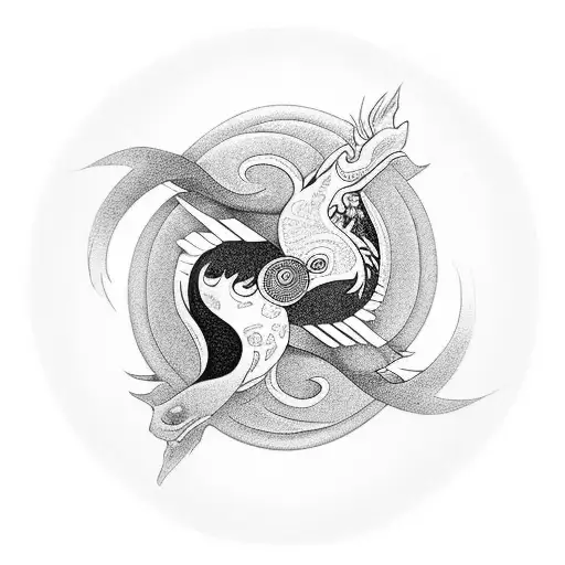 yin and yang for an elbow. to be a link between a carp on the forearm and a dragon on the upper arm.  tattoo design idea