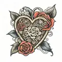 heart locket with roses  tattoo design idea