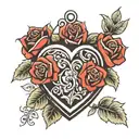 heart locket with roses  tattoo design idea