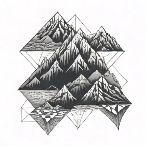a geometric mountain with the coordinates of my home N 10o 26' 59.777'' W 66o 52' 52.154'' tattoo design idea
