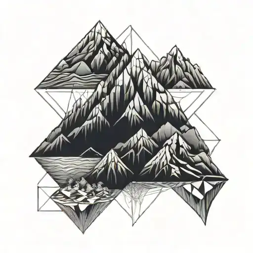 a geometric mountain with the coordinates of my home N 10o 26' 59.777'' W 66o 52' 52.154'' tattoo design idea
