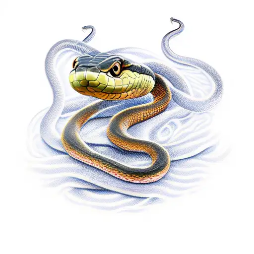 snake with smoke tattoo design idea