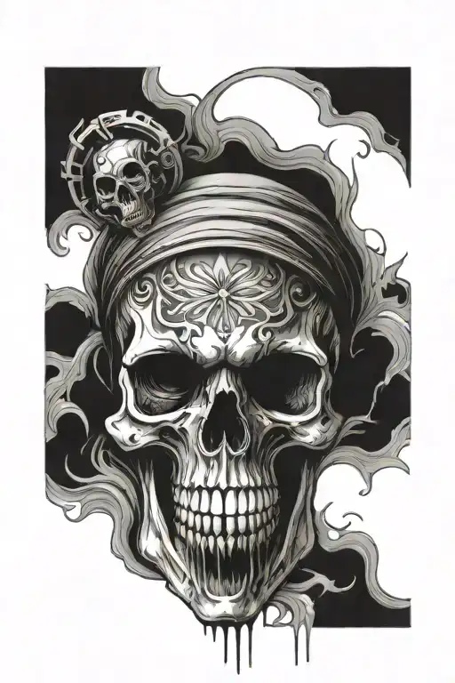 skull depression anxiety screaming tattoo design idea