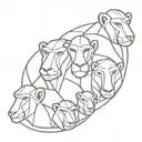 A geometric design incorporating the faces of a gelada baboon, proboscis monkey, mandrill, spider monkey, and pig-tailed macaque tattoo design idea