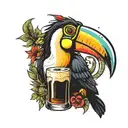 toucan with a pint of Guinness on its beak tattoo design idea
