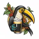 toucan with a pint of Guinness on its beak tattoo design idea