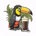 toucan with a pint of Guinness on its beak tattoo design idea