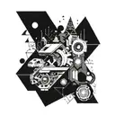 Combine elements from 80s and 90s pop culture with futuristic designs in a blackwork style tattoo tattoo design idea