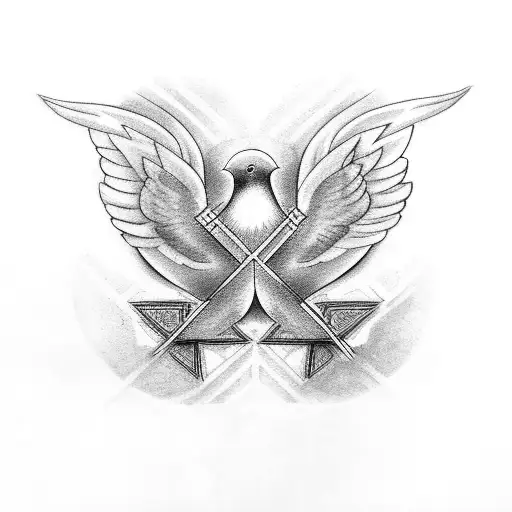 cross with three doves tattoo design idea