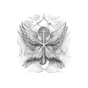 cross and three doves tattoo design idea