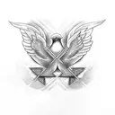 cross with three doves tattoo design idea