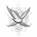 cross with three doves tattoo design idea