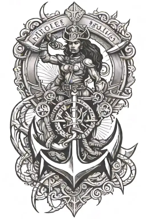 military, mission, world tour, black woman, travel, marine troop anchor, templar tattoo design idea