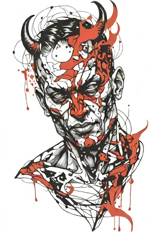 devil face tattoo design idea