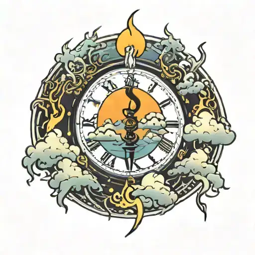 Gods timing with lightning storm tattoo design idea