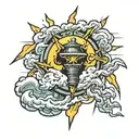 Gods timing with lightning storm tattoo design idea