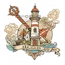 symbolising Halifax Nova Scotia including lighthouse  tattoo design idea