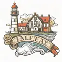symbolising Halifax Nova Scotia including lighthouse  tattoo design idea