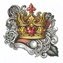 R with a crown  tattoo design idea