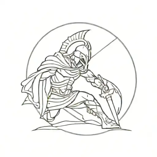 spartan warrior battling with a bible with God looking down on him  tattoo design idea