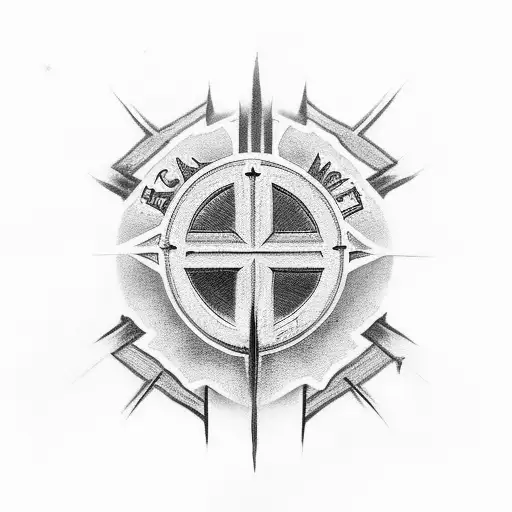 Christian Cross with fear of god phrase tattoo design idea