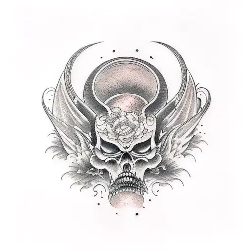 heaven and hell cross with the words Forsaken ones tattoo design idea