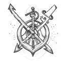 small anchor with coordinates at the  horizontal stick tattoo design idea