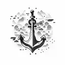 small anchor with coordinates at the  horizontal stick tattoo design idea