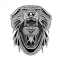 a wolf head with a panther head inside his mouth tattoo design idea