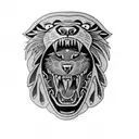 a wolf head with a panther head inside his mouth tattoo design idea