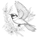 flying swallow, without background, with spikelet in mouth tattoo design idea