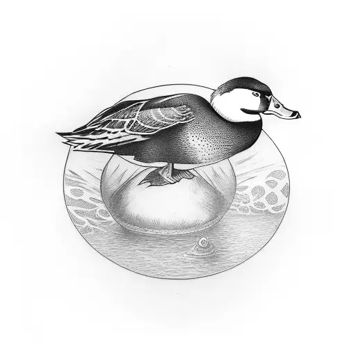 mallard duck flying tattoo design idea