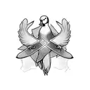 cross with ducks flying tattoo design idea