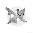 cross with ducks flying tattoo design idea