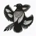 a tattoo spanning the upper back, shoulders and upper arms consisting of black crow feathers with a high degree of reali tattoo design idea