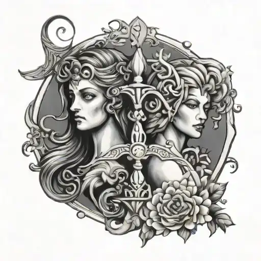 Libra Leo Gemini zodiac sign tattoo design idea