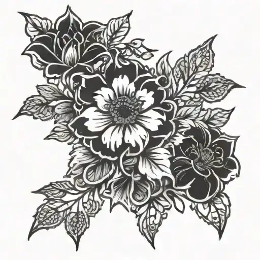 gothic floral  tattoo design idea