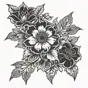 gothic floral  tattoo design idea