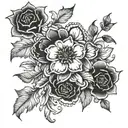 gothic floral  tattoo design idea