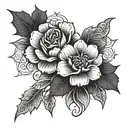 gothic floral  tattoo design idea