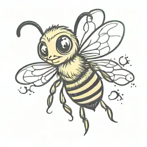A cute honey bee with dark spooky elements representing tattoo design idea