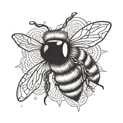 A cute honey bee with dark spooky elements representing tattoo design idea