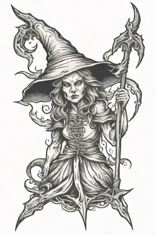 The witch who was burned at the stake tattoo design idea