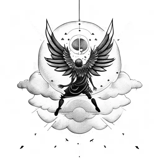 icarus falling from the sky tattoo design idea
