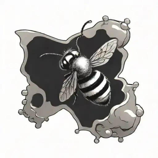 cute bee saving the world tattoo design idea