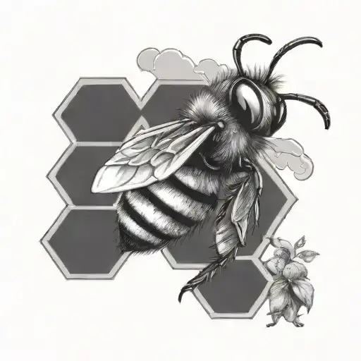cute bee saving the world tattoo design idea