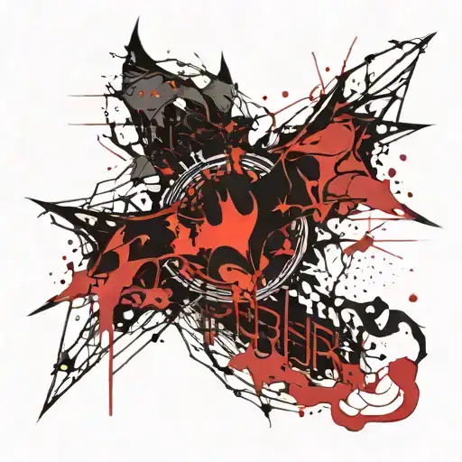 Batman logo incorporated with the berserk brand in cybersigilism style tattoo design idea