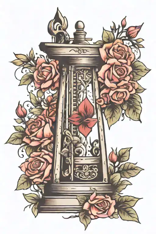 Flowers and guillotine  tattoo design idea