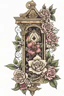 guillotine and flowers surrounding tattoo design idea