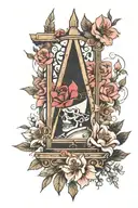 guillotine and flowers surrounding tattoo design idea